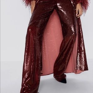 Zara Limited Edition Sequins Pants in Burgundy